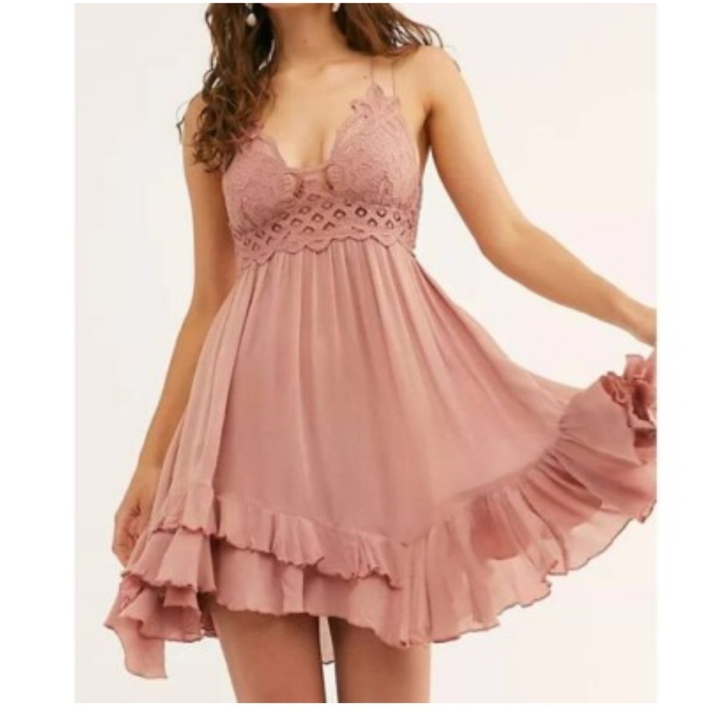 Free People Adella Slip Dress in Rose - Picture 7 of 9